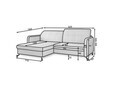 Set coltar extensibil stanga 3 locuri si taburet ELTAP, Lor_LP_12, Lorelle, 225x160x105 cm / 100x70x45 cm, lemn/poliester, gri inchis