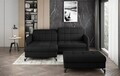 Set coltar extensibil stanga 3 locuri si taburet ELTAP, Lor_LP_19, Lorelle, 225x160x105 cm / 100x70x45 cm, lemn/poliester, negru