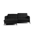 Set coltar extensibil stanga 3 locuri si taburet ELTAP, Lor_LP_19, Lorelle, 225x160x105 cm / 100x70x45 cm, lemn/poliester, negru