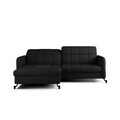 Set coltar extensibil stanga 3 locuri si taburet ELTAP, Lor_LP_27, Lorelle, 225x160x105 cm / 100x70x45 cm, lemn/poliester, negru