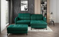 Set coltar extensibil dreapta 3 locuri si taburet ELTAP, Lor_PP_03, Lorelle, 225x160x105 cm / 100x70x45 cm, lemn/poliester, verde inchis