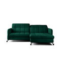 Set coltar extensibil dreapta 3 locuri si taburet ELTAP, Lor_PP_03, Lorelle, 225x160x105 cm / 100x70x45 cm, lemn/poliester, verde inchis