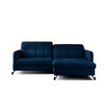 Set coltar extensibil dreapta 3 locuri si taburet ELTAP, Lor_PP_04, Lorelle, 225x160x105 cm / 100x70x45 cm, lemn/poliester, albastru inchis
