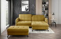 Set coltar extensibil dreapta 3 locuri si taburet ELTAP, Lor_PP_06, Lorelle, 225x160x105 cm / 100x70x45 cm, lemn/poliester, mustar