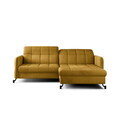 Set coltar extensibil dreapta 3 locuri si taburet ELTAP, Lor_PP_06, Lorelle, 225x160x105 cm / 100x70x45 cm, lemn/poliester, mustar