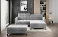Set coltar extensibil dreapta 3 locuri si taburet ELTAP, Lor_PP_11, Lorelle, 225x160x105 cm / 100x70x45 cm, lemn/poliester, gri deschis