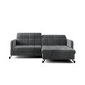 Set coltar extensibil dreapta 3 locuri si taburet ELTAP, Lor_PP_12, Lorelle, 225x160x105 cm / 100x70x45 cm, lemn/poliester, gri inchis