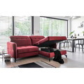 Set coltar extensibil dreapta 3 locuri si taburet ELTAP, Lor_PP_15, Lorelle, 225x160x105 cm / 100x70x45 cm, lemn/poliester, gri inchis