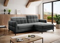 Set coltar extensibil dreapta 3 locuri si taburet ELTAP, Lor_PP_18, Lorelle, 225x160x105 cm / 100x70x45 cm, lemn/poliester, gri inchis