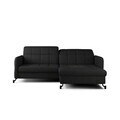 Set coltar extensibil dreapta 3 locuri si taburet ELTAP, Lor_PP_19, Lorelle, 225x160x105 cm / 100x70x45 cm, lemn/poliester, negru