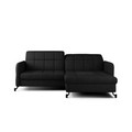 Set coltar extensibil dreapta 3 locuri si taburet ELTAP, Lor_PP_27, Lorelle, 225x160x105 cm / 100x70x45 cm, lemn/poliester, negru