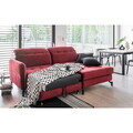 Set coltar extensibil dreapta 3 locuri si taburet ELTAP, Lor_PP_27, Lorelle, 225x160x105 cm / 100x70x45 cm, lemn/poliester, negru