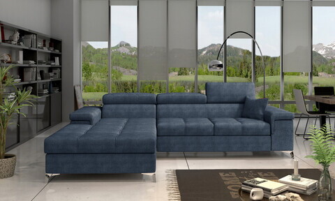 Coltar extensibil stanga 4 locuri ELTAP, Ric-10, Ricardo, 281x205x88 cm, lemn/poliester, albastru