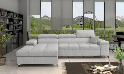 Coltar extensibil stanga 4 locuri ELTAP, Ric-18, Ricardo, 281x205x88 cm, lemn/poliester, gri deschis