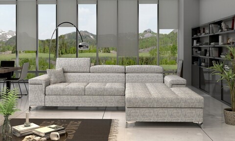Coltar extensibil dreapta 4 locuri ELTAP, Ric-21, Ricardo, 281x205x88 cm, lemn/poliester, gri