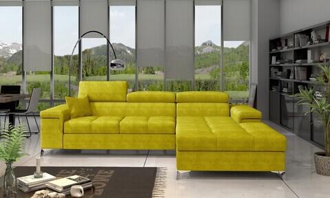 Coltar extensibil dreapta 4 locuri ELTAP, Ric-28, Ricardo, 281x205x88 cm, lemn/poliester, galben