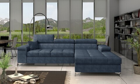 Coltar extensibil dreapta 4 locuri ELTAP, Ric-29, Ricardo, 281x205x88 cm, lemn/poliester, albastru