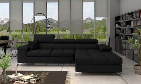 Coltar extensibil dreapta 4 locuri ELTAP, Ric-34, Ricardo, 281x205x88 cm, lemn/poliester, negru