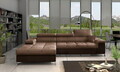 Coltar extensibil stanga 4 locuri ELTAP, Ric-39, Ricardo, 281x205x88 cm, lemn/poliester, maro deschis/maro inchis