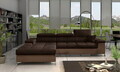 Coltar extensibil stanga 4 locuri ELTAP, Ric-41, Ricardo, 281x205x88 cm, lemn/poliester, maro inchis/maro deschis