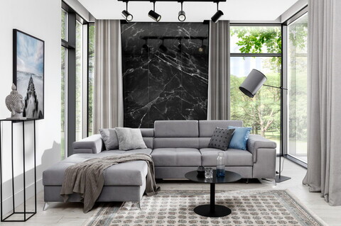 Coltar extensibil stanga 4 locuri ELTAP, Ric-43, Ricardo, 281x205x88 cm, lemn/poliester, gri deschis