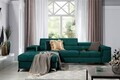 Coltar extensibil stanga 4 locuri ELTAP, Ric-45, Ricardo, 281x205x88 cm, lemn/poliester, verde inchis