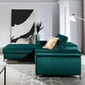 Coltar extensibil stanga 4 locuri ELTAP, Ric-45, Ricardo, 281x205x88 cm, lemn/poliester, verde inchis