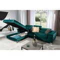 Coltar extensibil stanga 4 locuri ELTAP, Ric-45, Ricardo, 281x205x88 cm, lemn/poliester, verde inchis