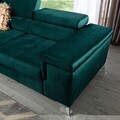 Coltar extensibil stanga 4 locuri ELTAP, Ric-45, Ricardo, 281x205x88 cm, lemn/poliester, verde inchis