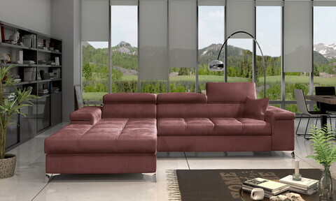 Coltar extensibil stanga 4 locuri ELTAP, Ric-47, Ricardo, 281x205x88 cm, lemn/poliester, roz inchis