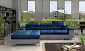 Coltar extensibil stanga 4 locuri ELTAP, Ric-48, Ricardo, 281x205x88 cm, lemn/poliester, albastru inchis/gri