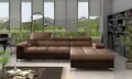 Coltar extensibil dreapta 4 locuri ELTAP, Ric-50, Ricardo, 281x205x88 cm, lemn/poliester, maro deschis/maro inchis