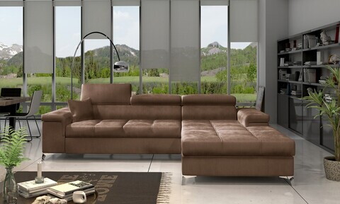 Coltar extensibil dreapta 4 locuri ELTAP, Ric-51, Ricardo, 281x205x88 cm, lemn/poliester, maro deschis