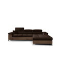 Coltar extensibil dreapta 4 locuri ELTAP, Ric-52, Ricardo, 281x205x88 cm, lemn/poliester, maro inchis/maro deschis