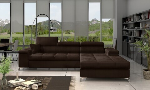 Coltar extensibil dreapta 4 locuri ELTAP, Ric-53, Ricardo, 281x205x88 cm, lemn/poliester, maro inchis