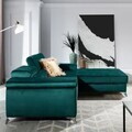 Coltar extensibil dreapta 4 locuri ELTAP, Ric-56, Ricardo, 281x205x88 cm, lemn/poliester, verde inchis