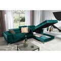Coltar extensibil dreapta 4 locuri ELTAP, Ric-56, Ricardo, 281x205x88 cm, lemn/poliester, verde inchis