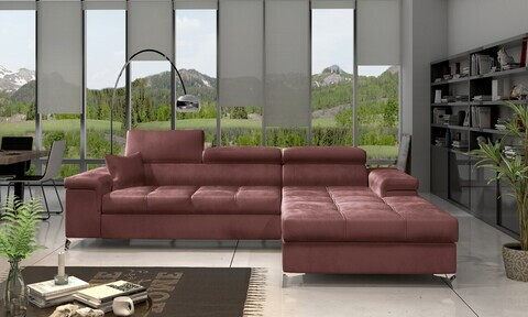 Coltar extensibil dreapta 4 locuri ELTAP, Ric-58, Ricardo, 281x205x88 cm, lemn/poliester, roz inchis