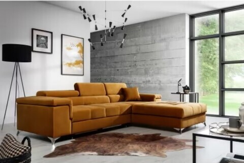 Coltar extensibil dreapta 4 locuri ELTAP, Ric-66, Ricardo, 281x205x88 cm, lemn/poliester, mustar