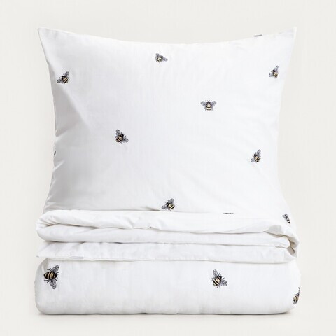 Lenjerie de pat King Size, Zella, Homla, 200x220 cm, 3 piese, bumbac, alb