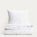 Lenjerie de pat King Size, Jakad, Homla, 200x220 cm, 3 piese, bumbac, tesatura Jacquard, alb/bej