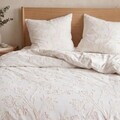 Lenjerie de pat King Size, Jakad, Homla, 200x220 cm, 3 piese, bumbac, tesatura Jacquard, alb/bej