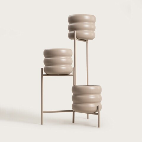 Suport pentru flori Buuble, Homla, 36x25x60 cm, metal, bej