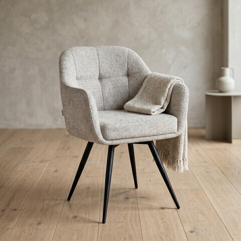 Scaun Comodo, Homla, 59x58x84 cm, metal/poliester, bej