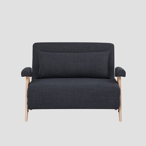 Canapea extensibila 1 loc Calore, Homla, 117x90x82 cm, lemn/poliester, gri inchis