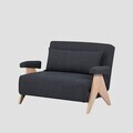 Canapea extensibila 1 loc Calore, Homla, 117x90x82 cm, lemn/poliester, gri inchis