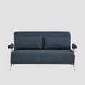 Canapea extensibila 2 locuri Calore, Homla, 157x90x82 cm, lemn/poliester, albastru inchis