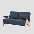 Canapea extensibila 2 locuri Calore, Homla, 157x90x82 cm, lemn/poliester, albastru inchis