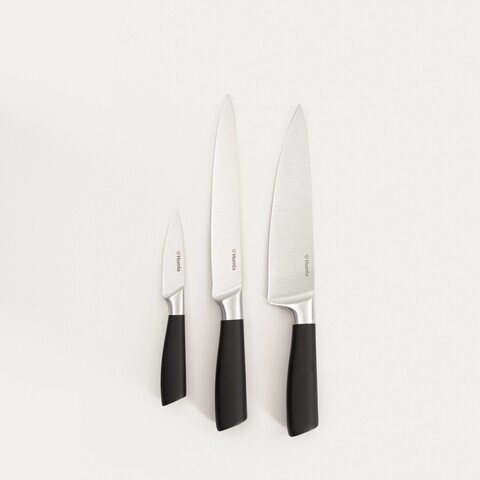 Set 3 cutite Liba, Homla, inox/plastic, negru