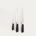 Set 3 cutite Liba, Homla, inox/plastic, negru